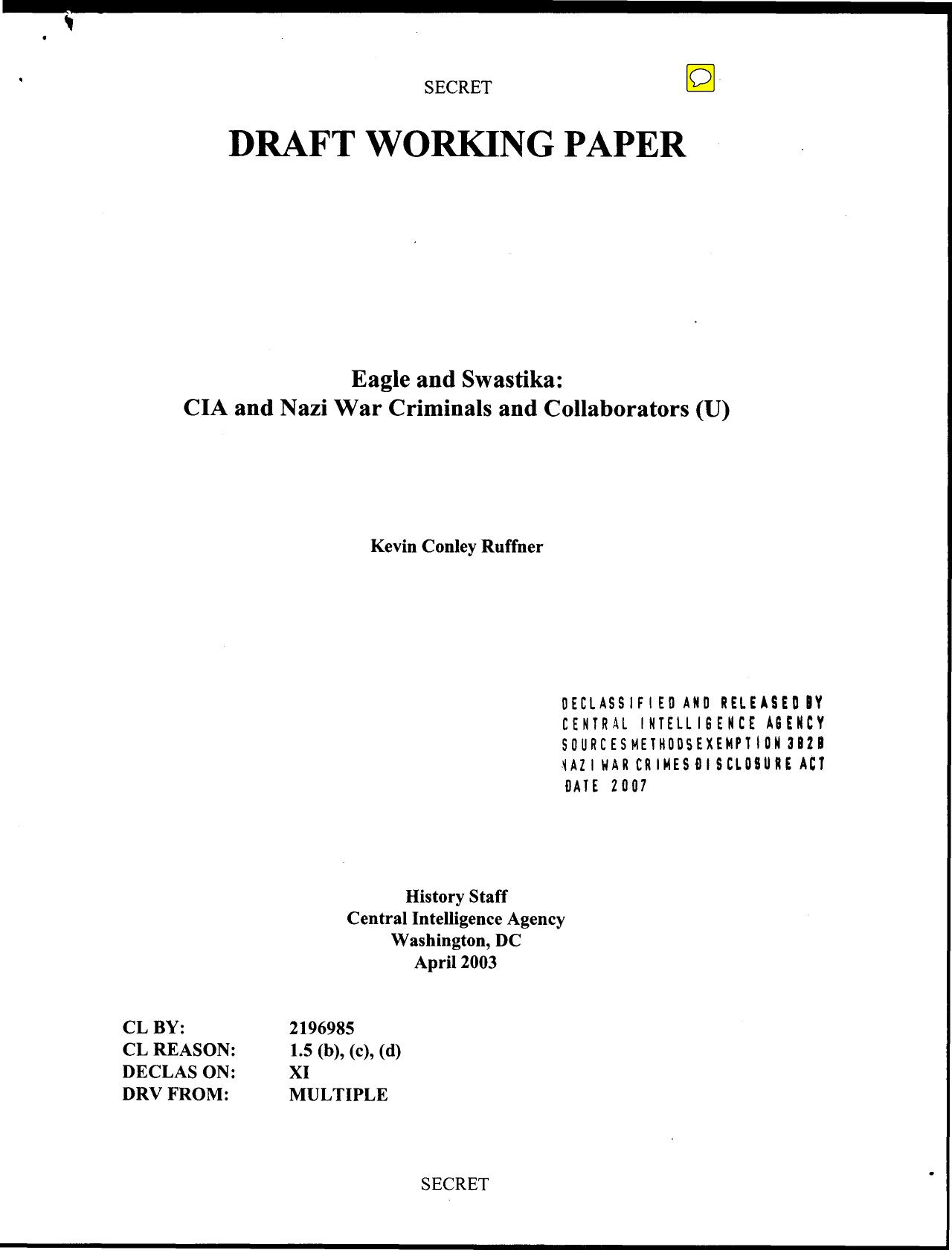 Eagle & Swastika: CIA & Nazi War Criminals (2003) by CIA